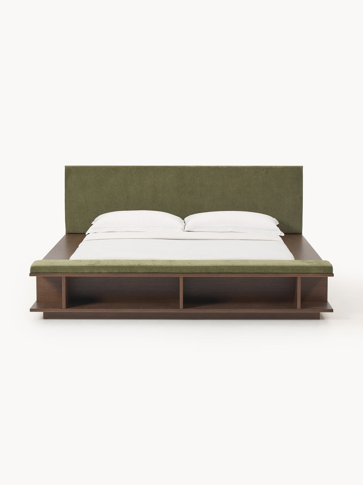 Clarnett Wooden Bed Frame with Bench and Side Shelves