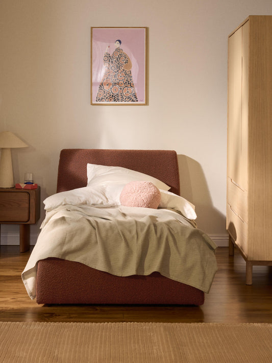 Clodina Bouclé Single Bed with Storage