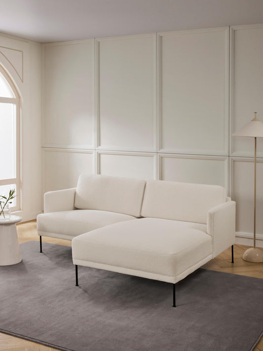 Fluvella Small Corner Sofa in Teddy Fabric