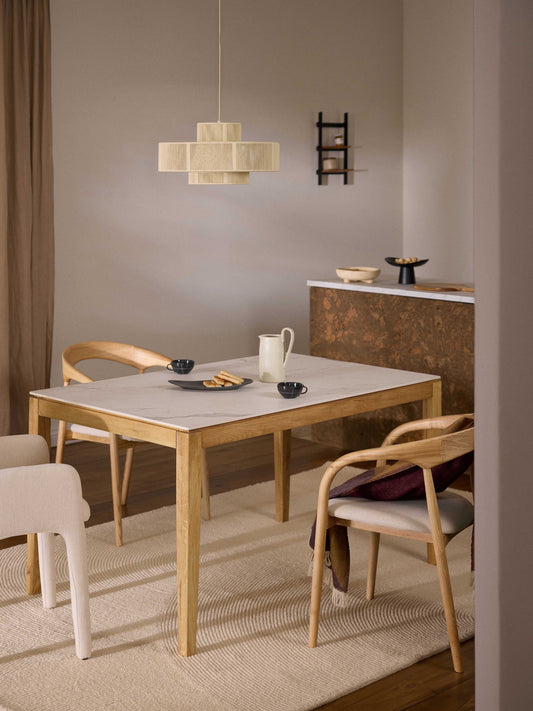 Jacksino Dining Table with Marble-Look Tabletop, in Various Sizes