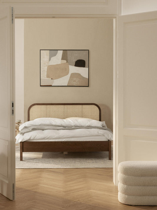 Jonnick Wooden Bed with Vienna Cane Headboard