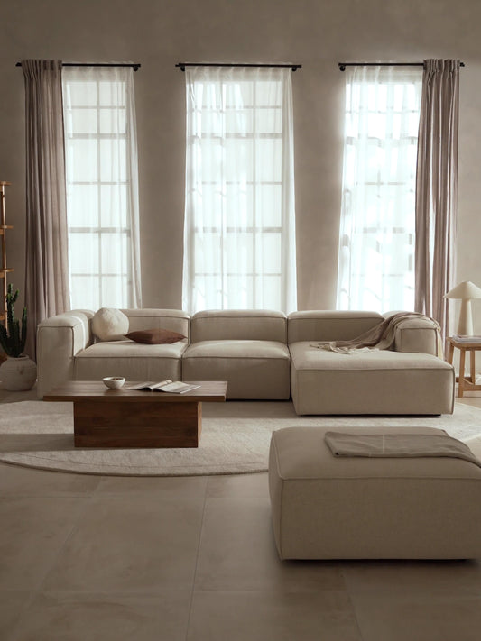 Lennick Modular Corner Sofa in Linen Blend, 4-Seater