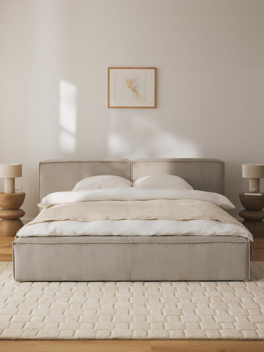 Lennick Upholstered Corduroy Bed with Storage