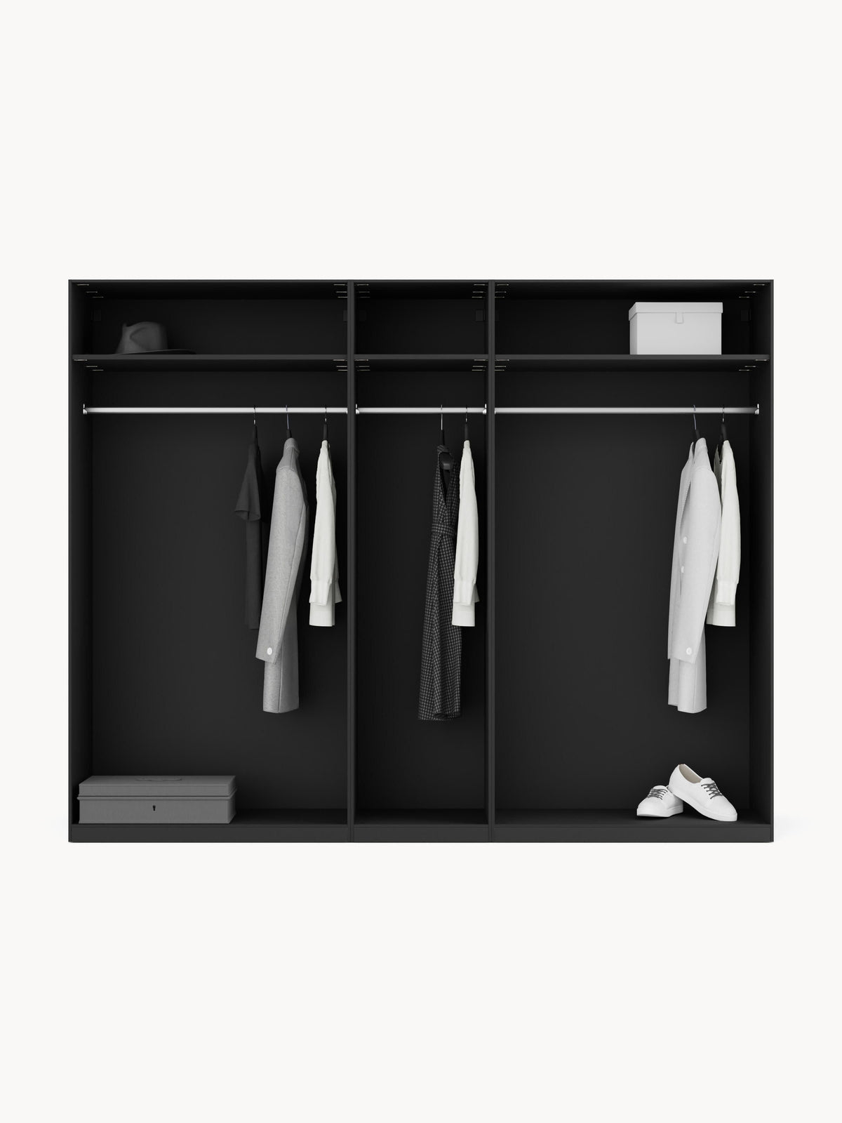 Leonzo Modular Hinged-Door Wardrobe, 250 cm Wide, in Various Sizes