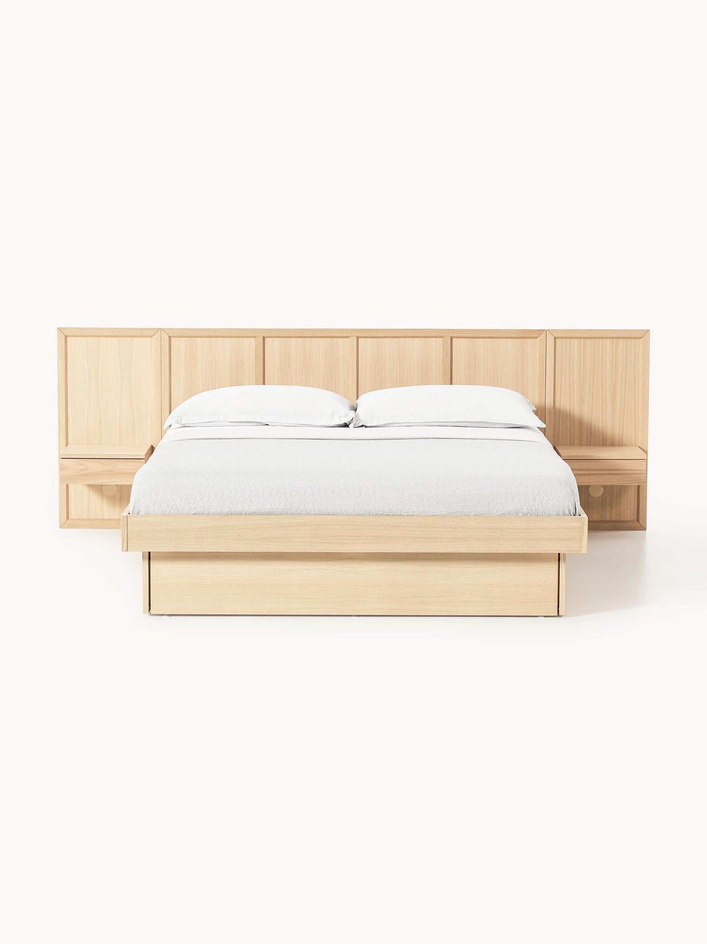 Nantica Wooden Bed with Headboard and Bedside Tables