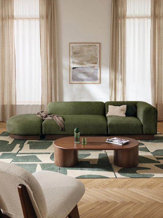 Natera Modular Ottoman in Teddy Bouclé with Stool (Left/Right)