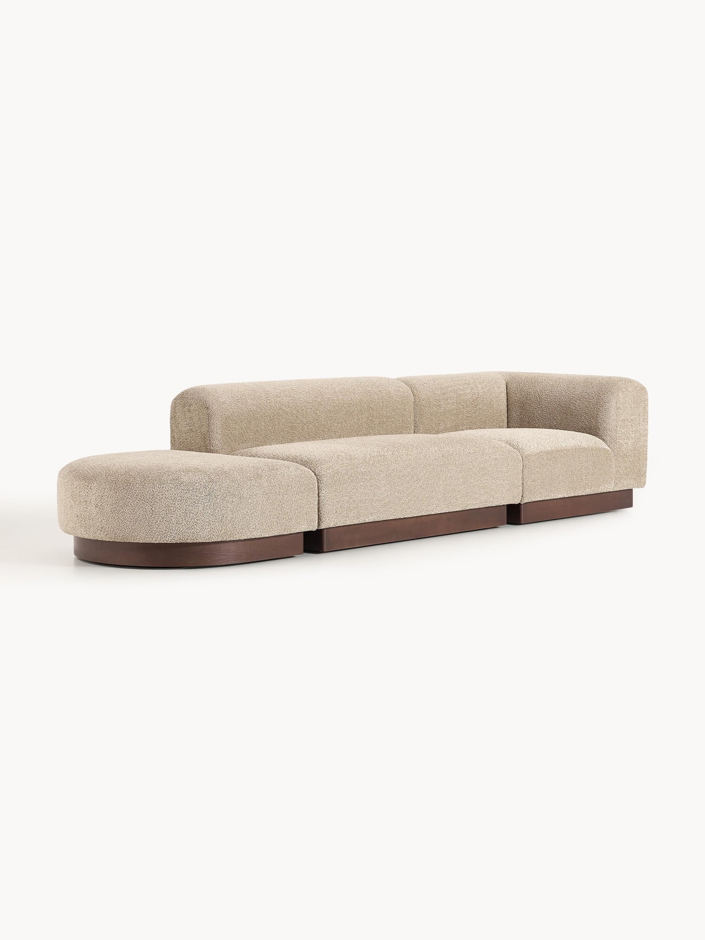 Natera Modular Ottoman in Teddy Bouclé with Stool (Left/Right)