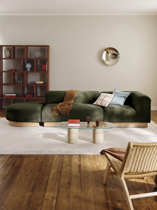 Natera Modular Ottoman in Teddy Bouclé with Stool (Left/Right)