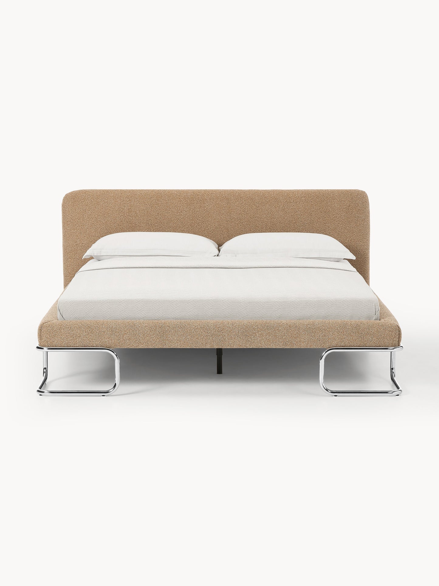 Olinka Bouclé Upholstered Bed with Metal Legs