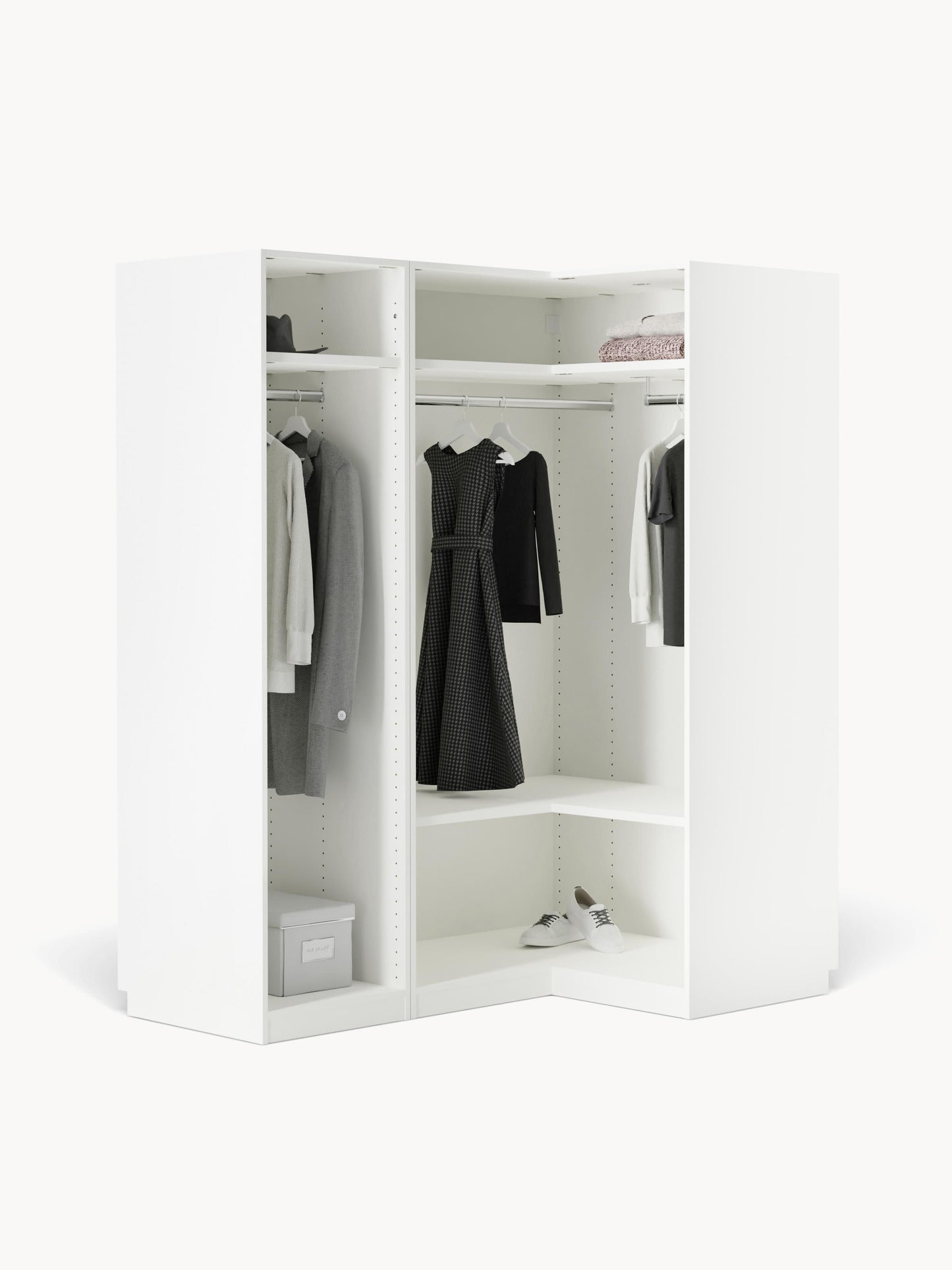 Simonetta Modular Corner Wardrobe, 165 cm Wide, in Various Sizes