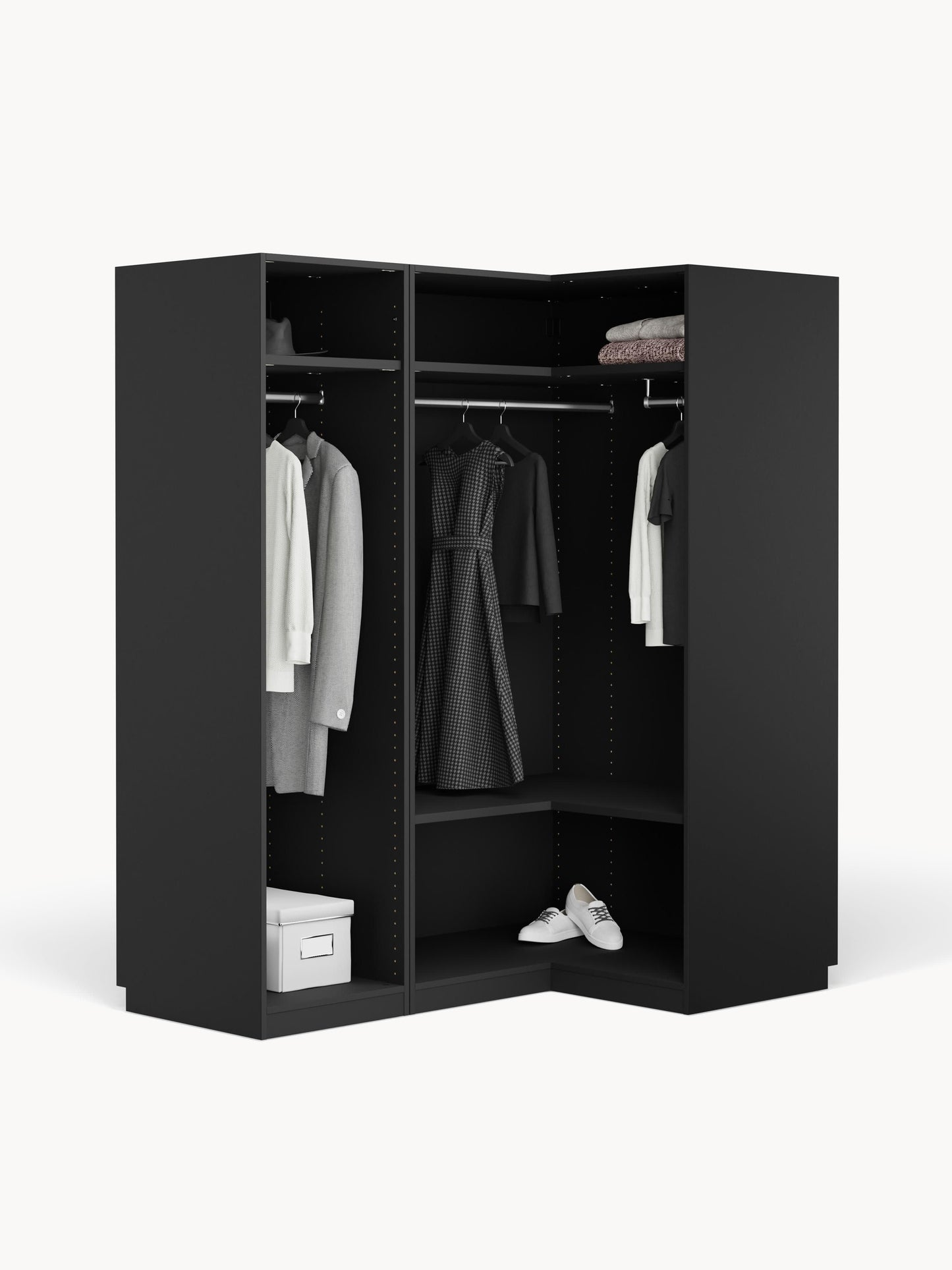Simonetta Modular Corner Wardrobe, 165 cm Wide, in Various Sizes
