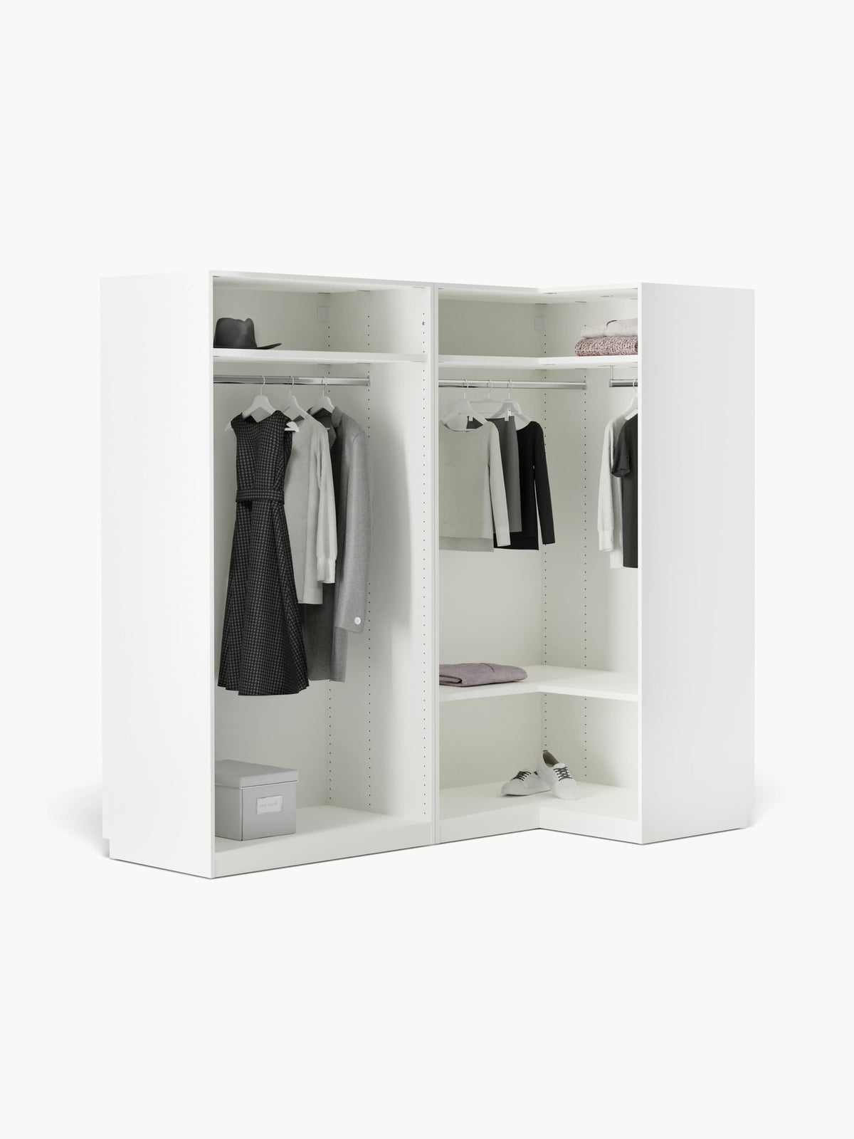 Simonetta Modular Corner Wardrobe, 215 cm Wide, in Various Sizes