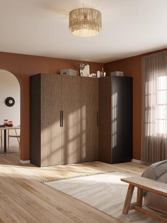 Simonetta Modular Corner Wardrobe, 215 cm Wide, in Various Sizes
