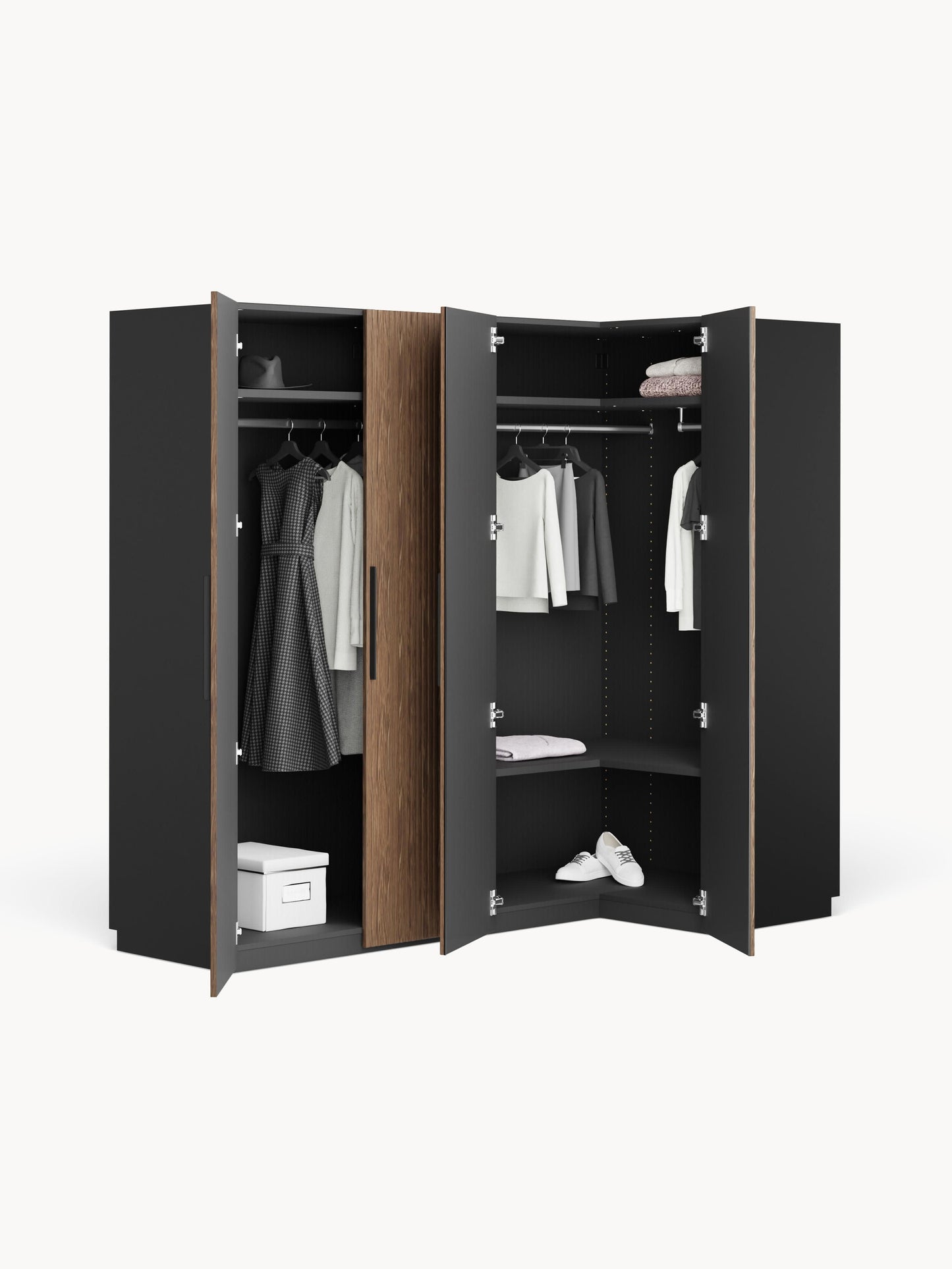 Simonetta Modular Corner Wardrobe, 215 cm Wide, in Various Sizes