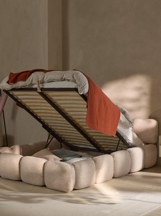 Taylira Upholstered Bouclé Bed with Storage