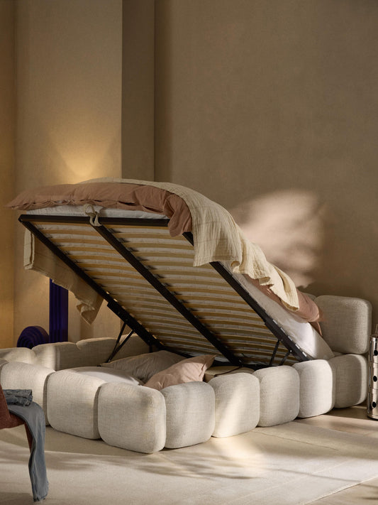 Taylira Upholstered Bouclé Bed with Storage