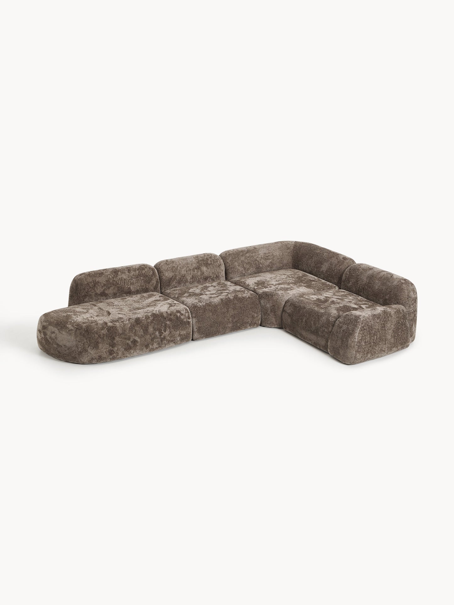 Wolena XL Modular Teddy Bouclé Corner Sofa with Chaise Longue