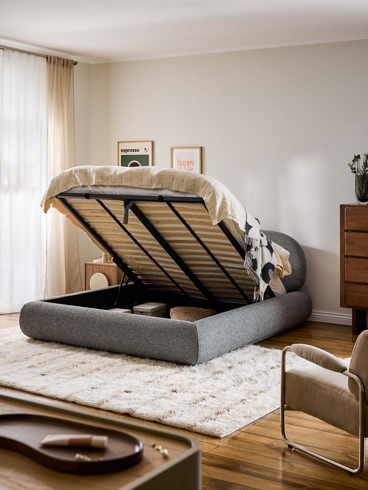 Albreda Upholstered Bouclé Bed with Storage