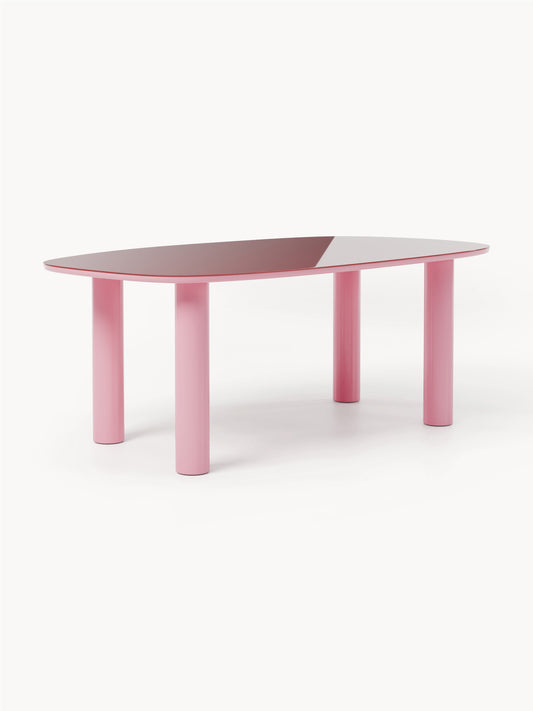 Benetto Organic Dining Table with Glass Top, 200 x 110 cm
