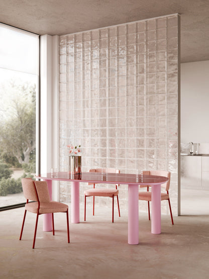 Benetto Organic Dining Table with Glass Top, 200 x 110 cm