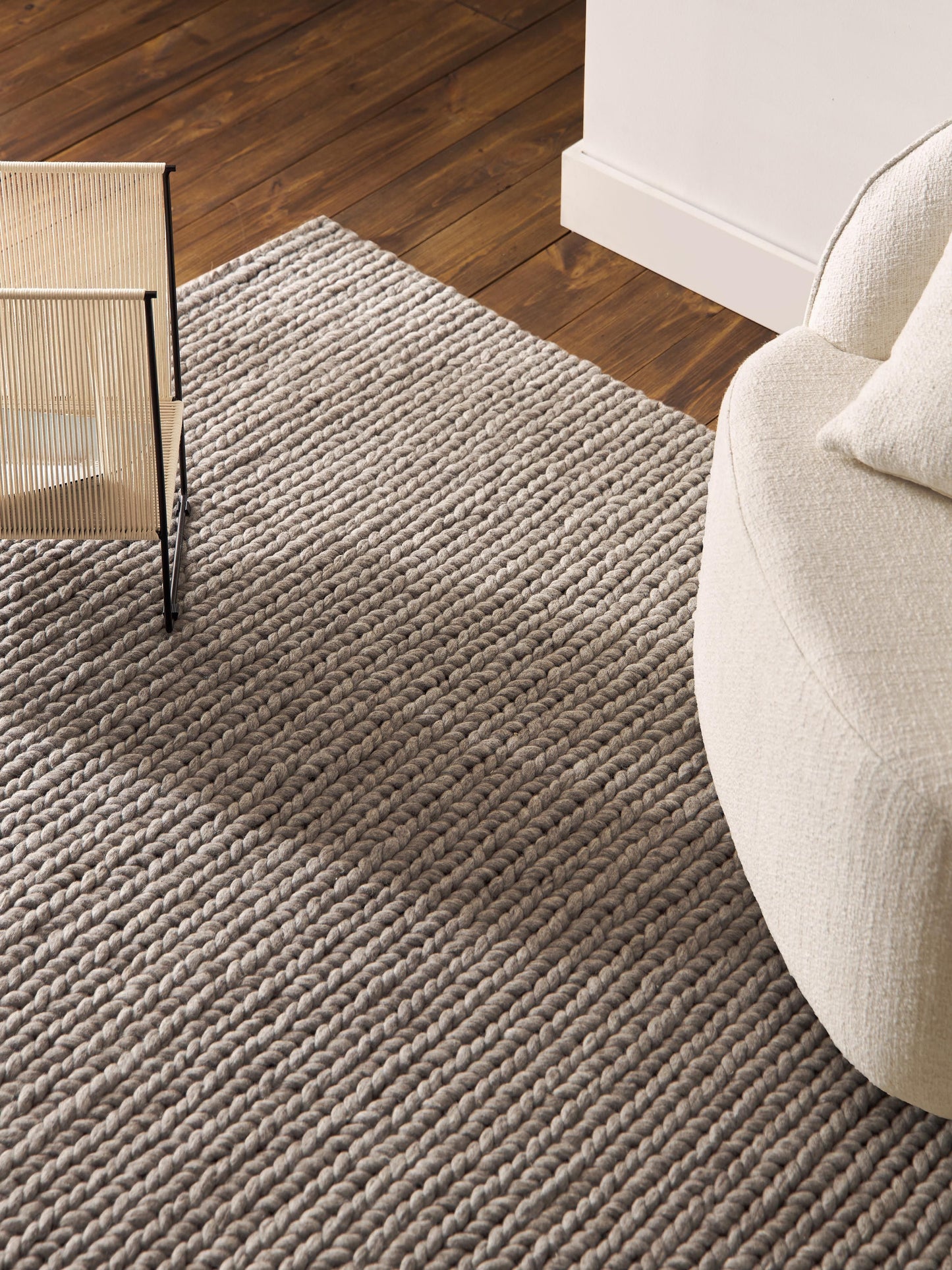 Brunelle Handmade Wool Rug with Braided Texture