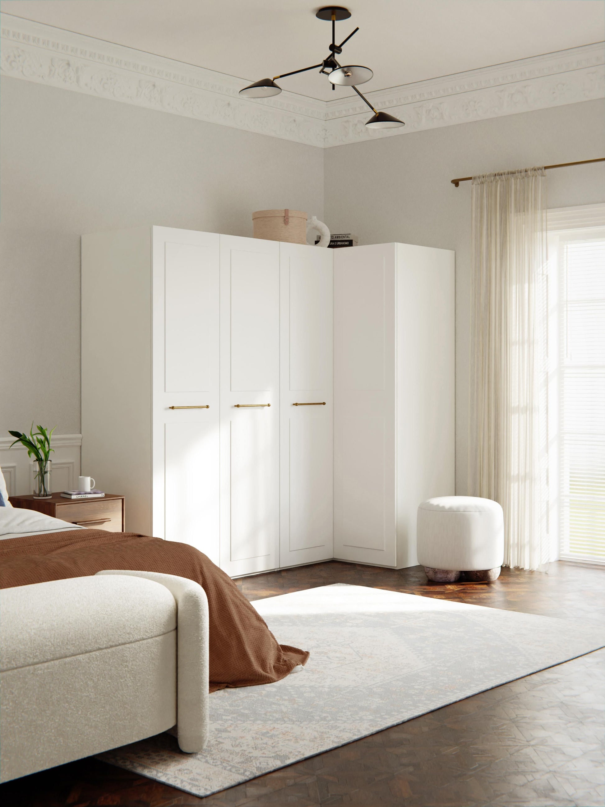 Charlette Modular Corner Wardrobe, 215 cm Wide, in Various Sizes
