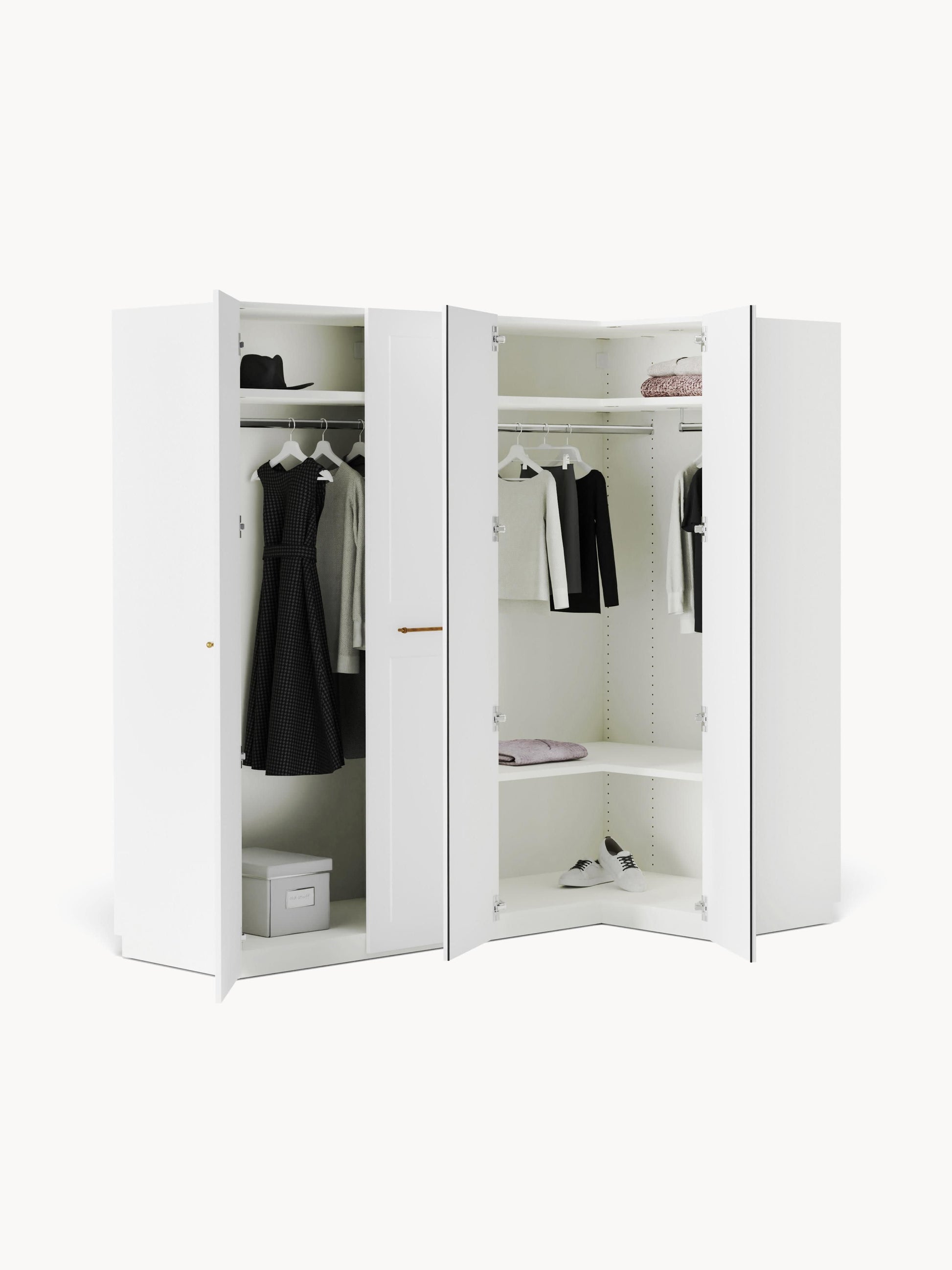 Charlette Modular Corner Wardrobe, 215 cm Wide, in Various Sizes
