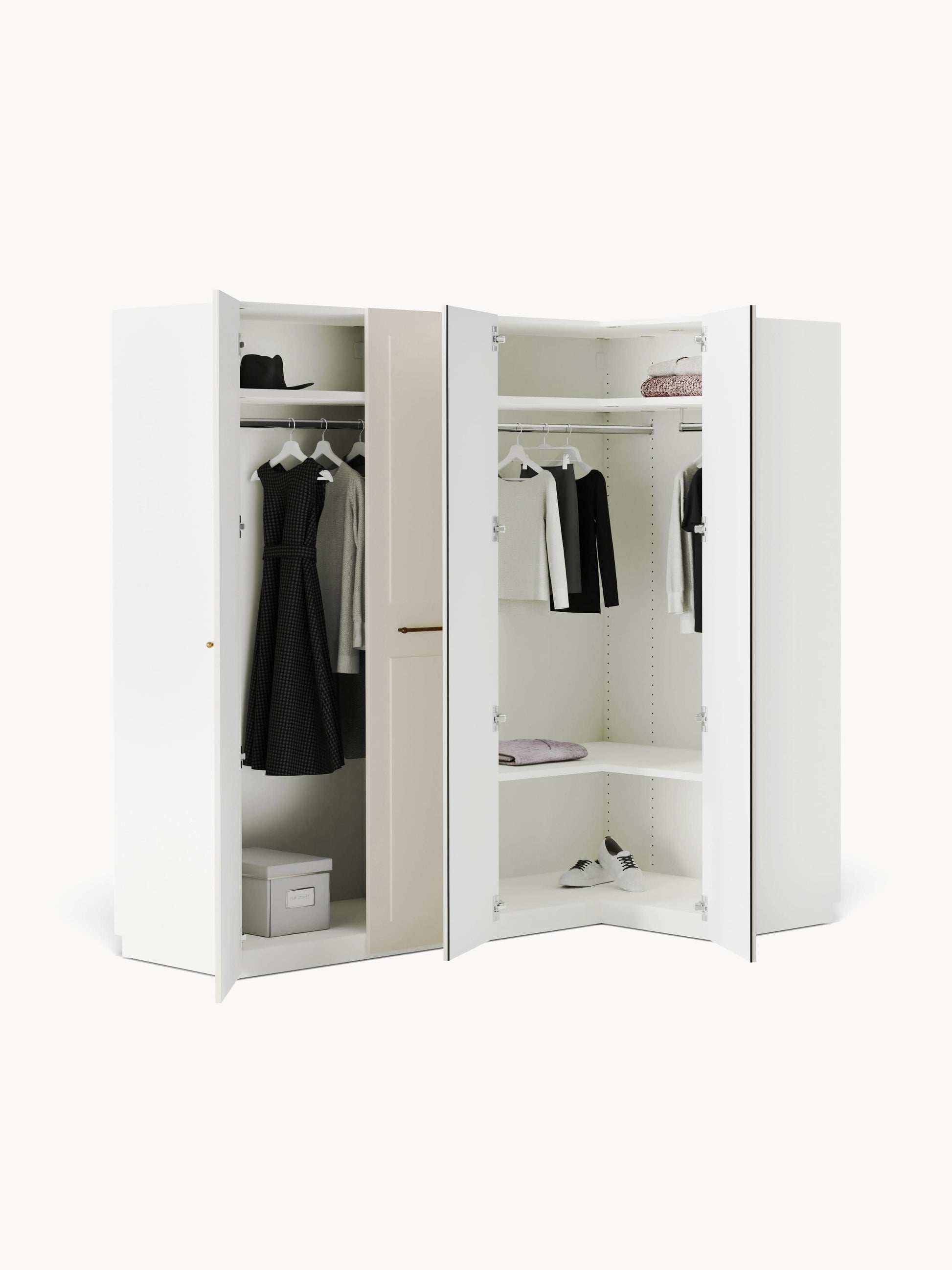 Charlette Modular Corner Wardrobe, 215 cm Wide, in Various Sizes
