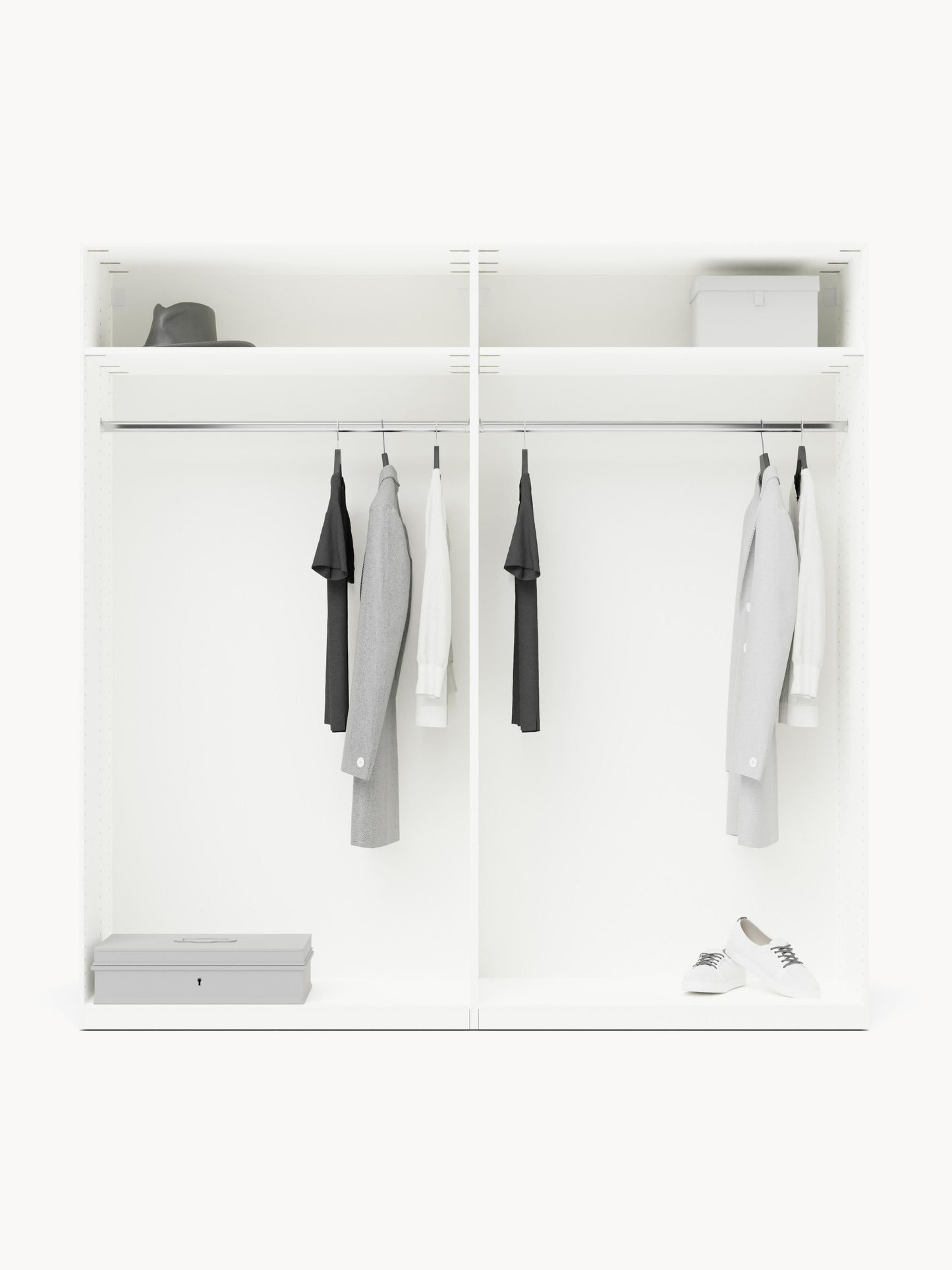 Charlette Modular Hinged-Door Wardrobe, 200 cm Wide, in Various Sizes
