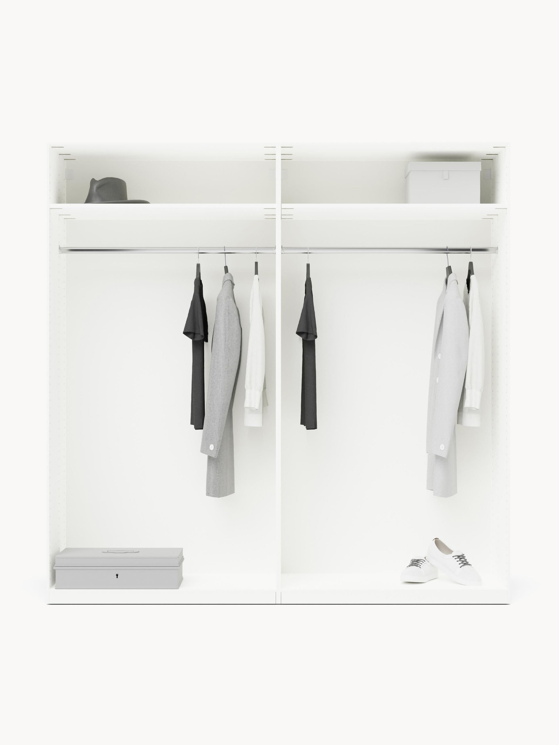 Charlette Modular Hinged-Door Wardrobe, 200 cm Wide, in Various Sizes