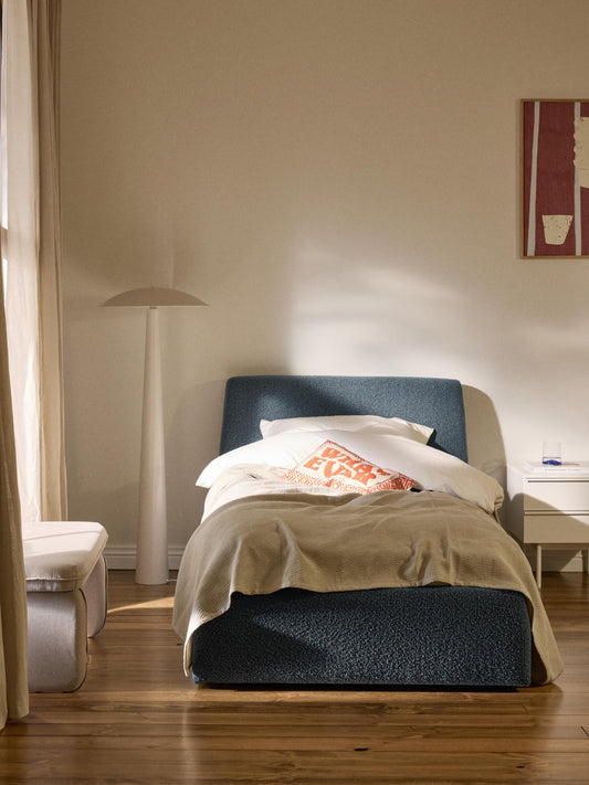 Clodina Bouclé Single Bed with Storage