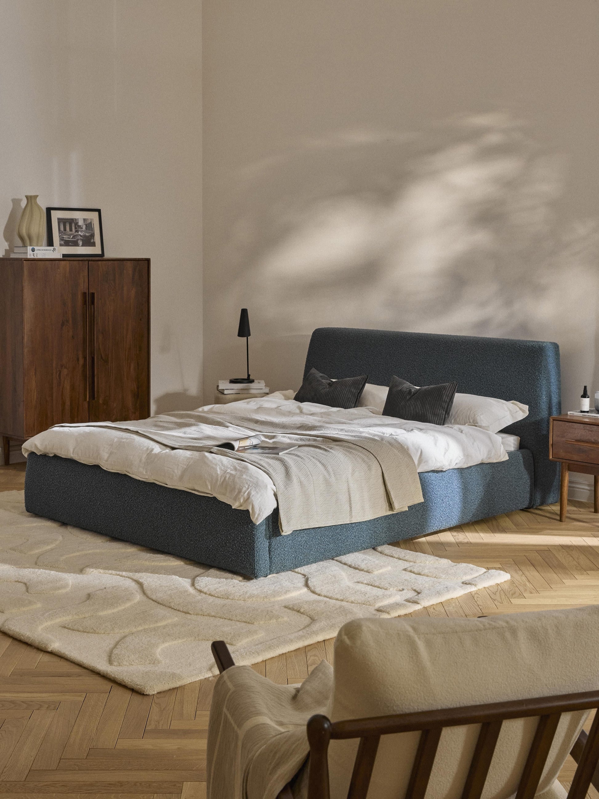 Clodina Upholstered Bouclé Bed