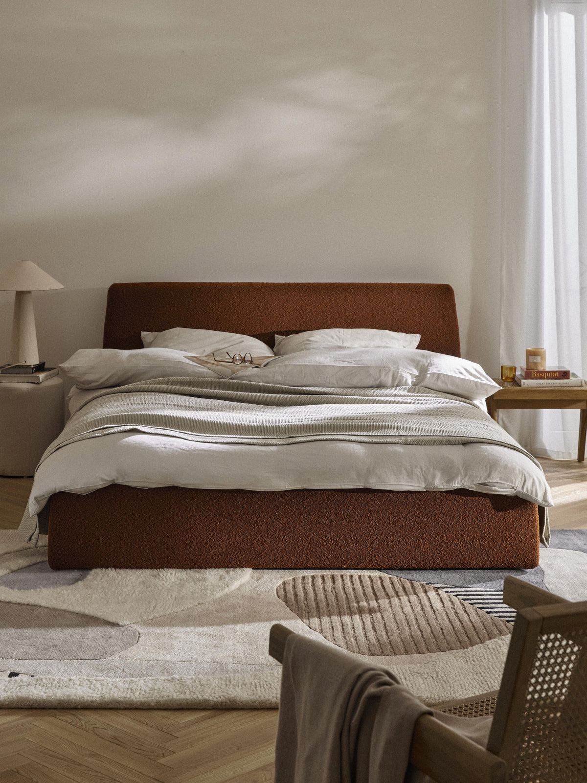 Clodina Upholstered Bouclé Bed with Storage