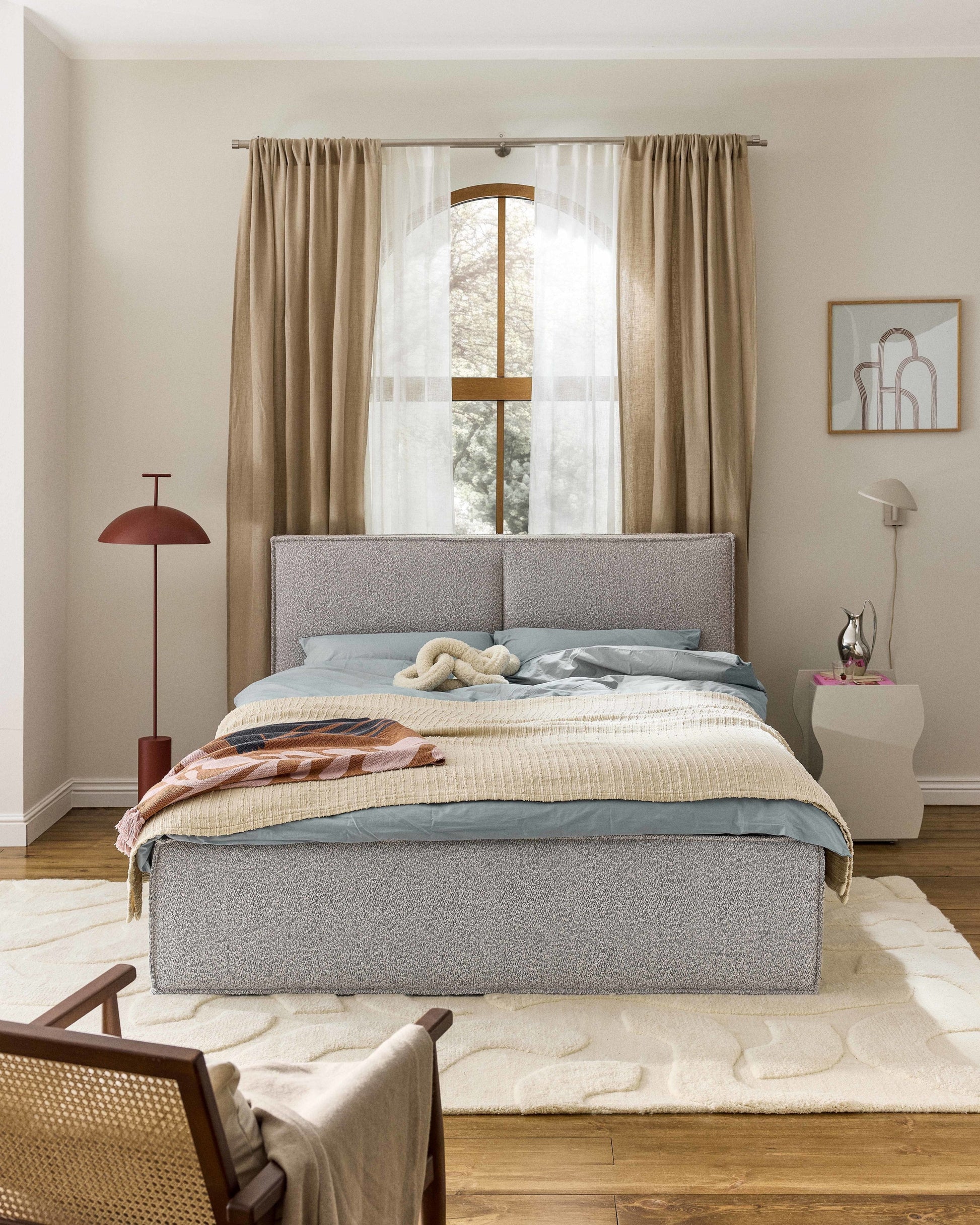 Drenna Bouclé Upholstered Bed
