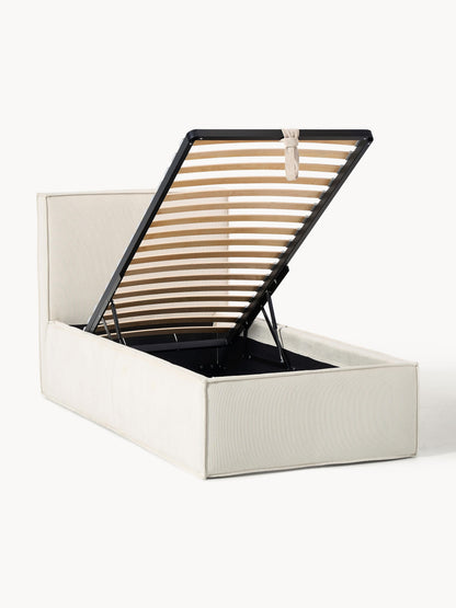 Drenna Corduroy Single Bed with Storage