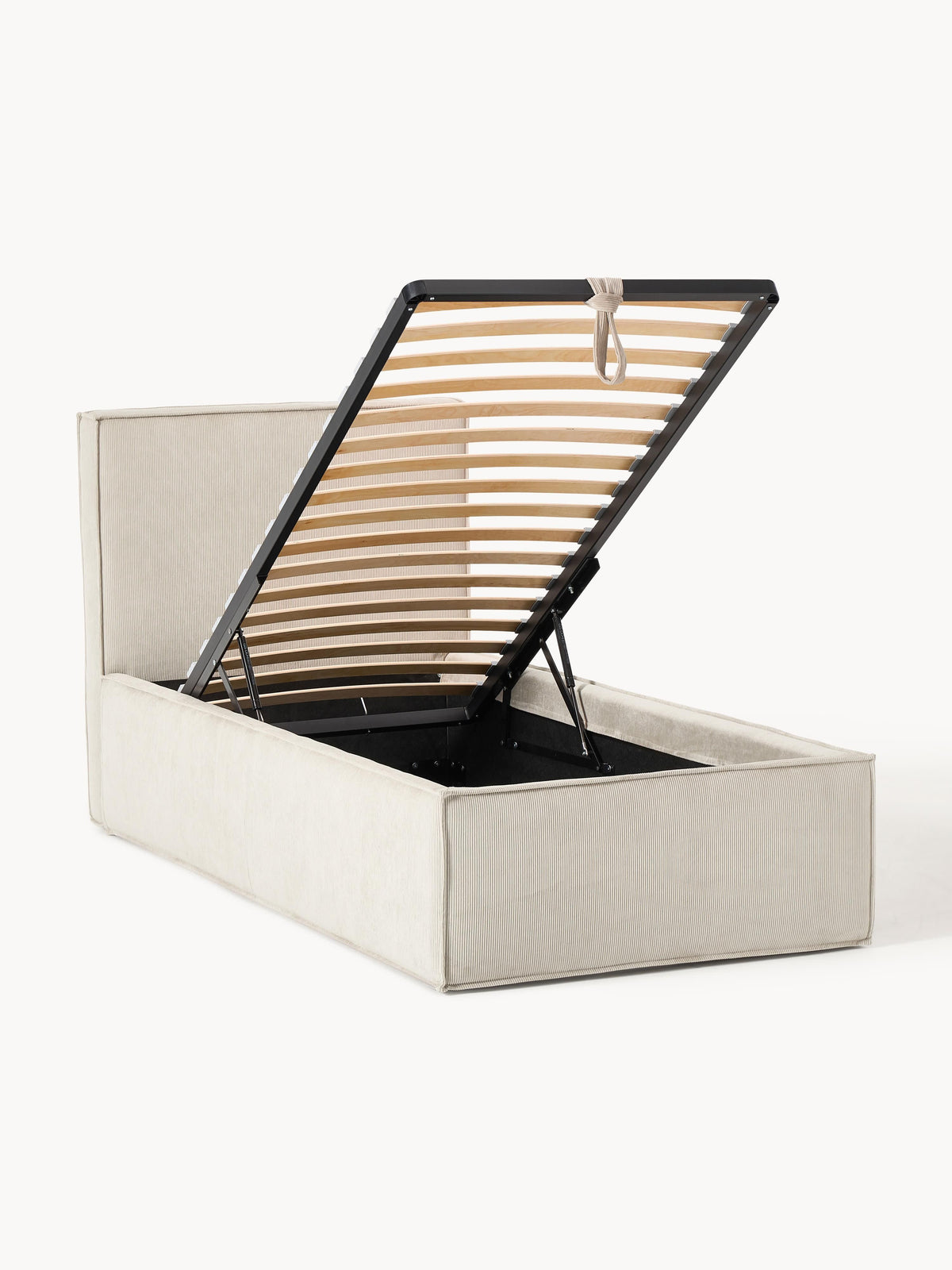 Drenna Corduroy Single Bed with Storage