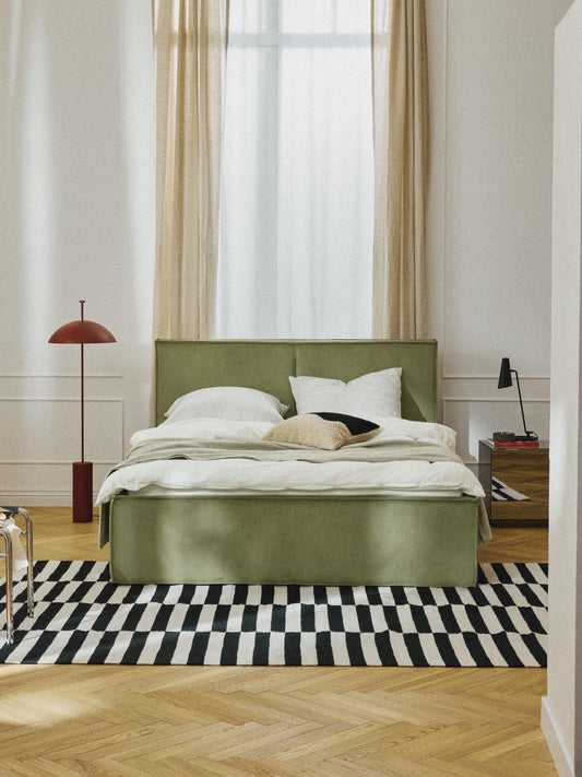 Drenna Upholstered Corduroy Bed with Storage