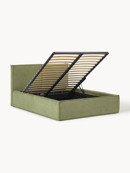 Drenna Upholstered Corduroy Bed with Storage