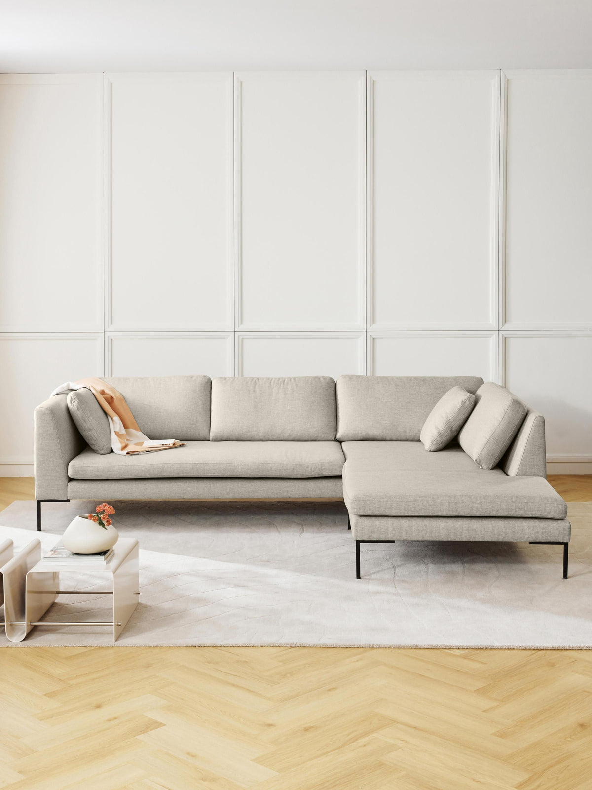 Emmora Corner Sofa with Metal Legs