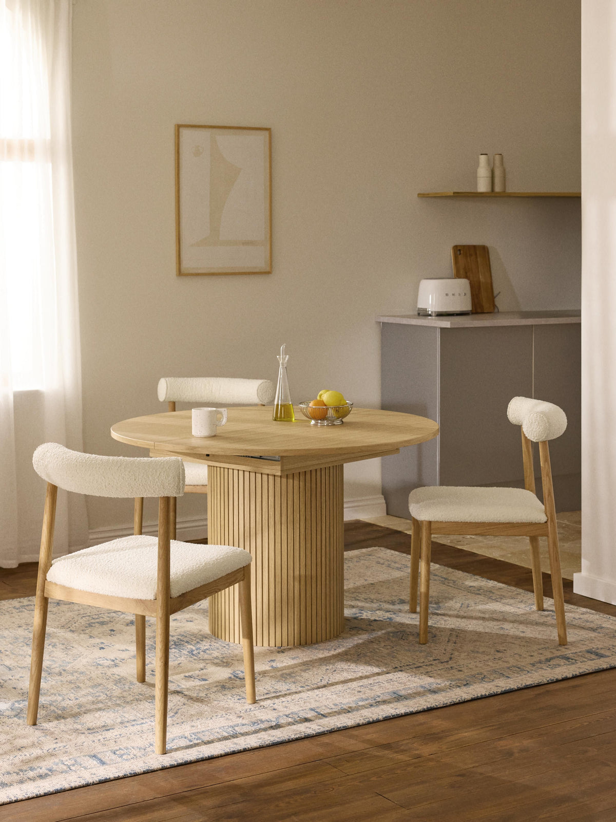 Filotto Extendable Dining Table with Grooved Texture, 120 - 160 x 75 cm