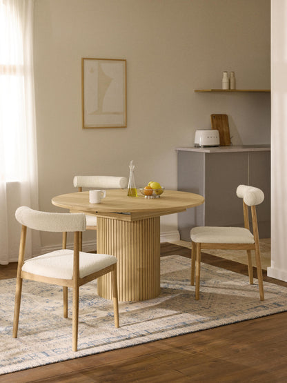 Filotto Extendable Dining Table with Grooved Texture, 120 - 160 x 75 cm