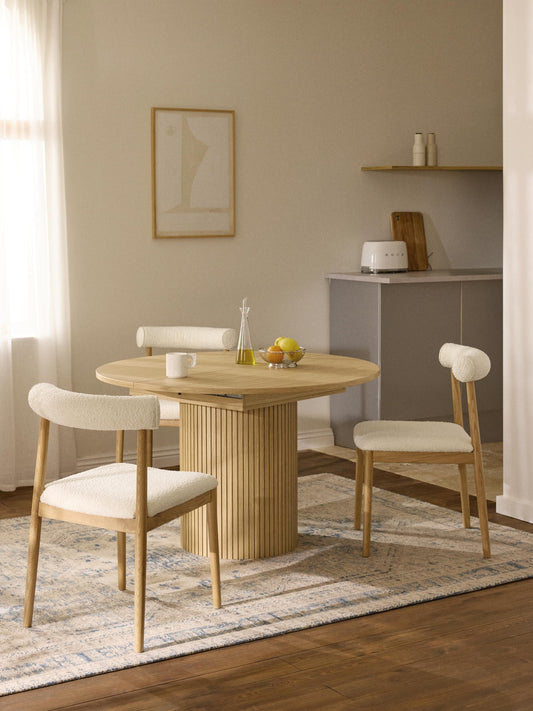 Filotto Extendable Dining Table with Grooved Texture, 120 - 160 x 75 cm