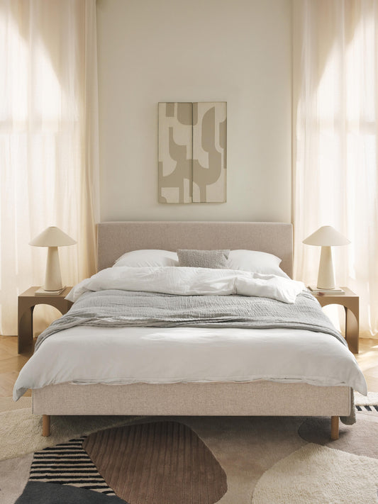 Giulanna Upholstered Bed with Wooden Feet