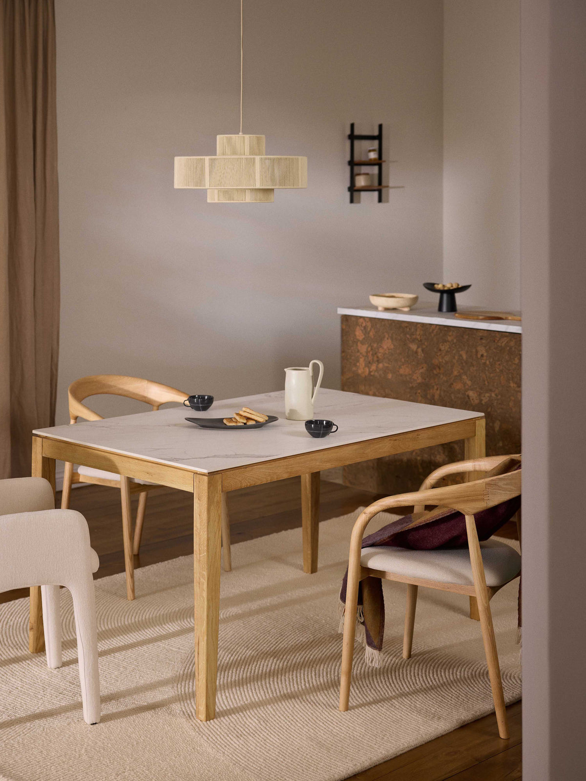 Jacksino Dining Table with Marble-Look Tabletop, in Various Sizes