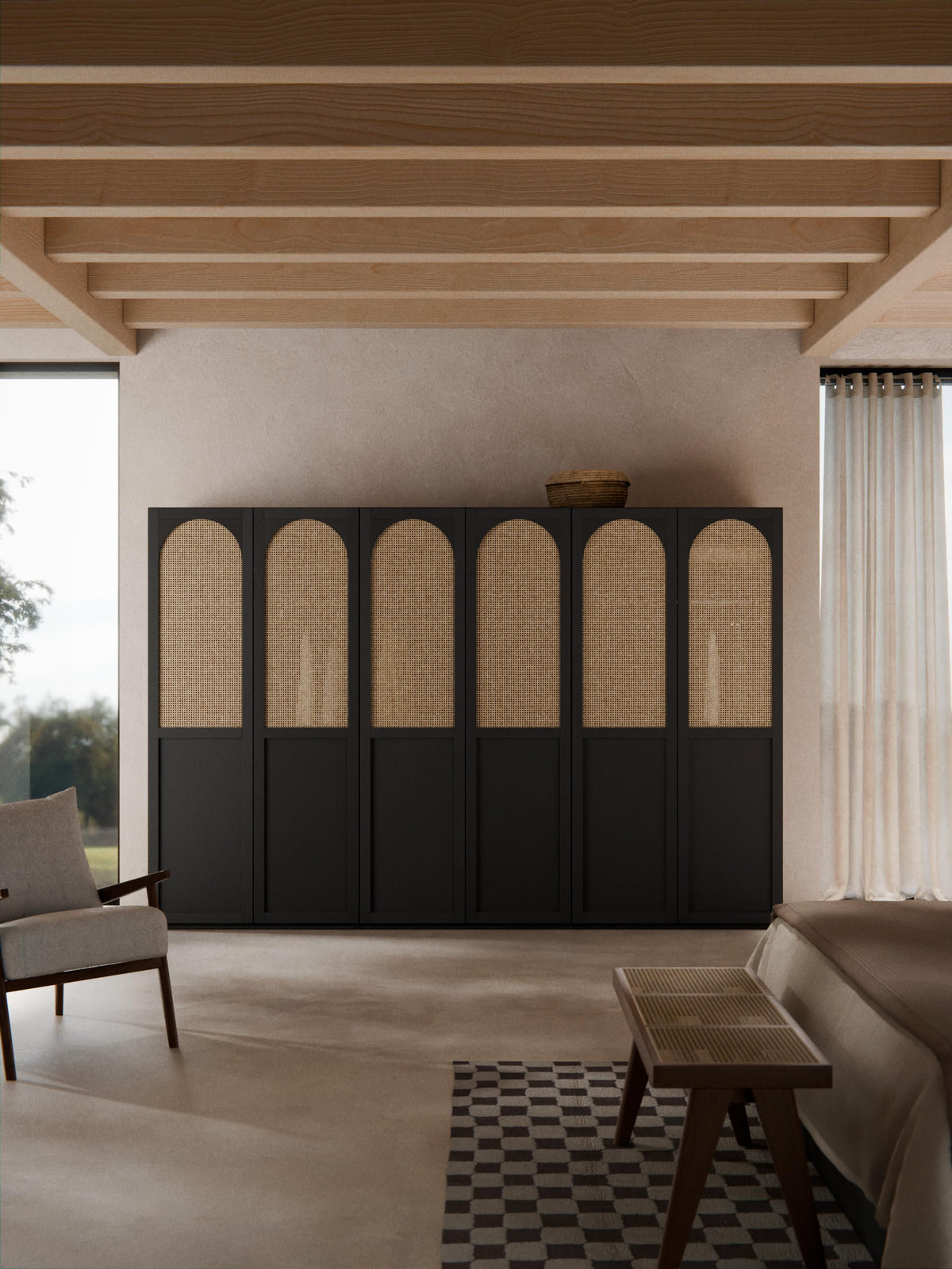 Jeanette Modular Hinged-Door Wardrobe, 300 cm Wide, in Various Sizes