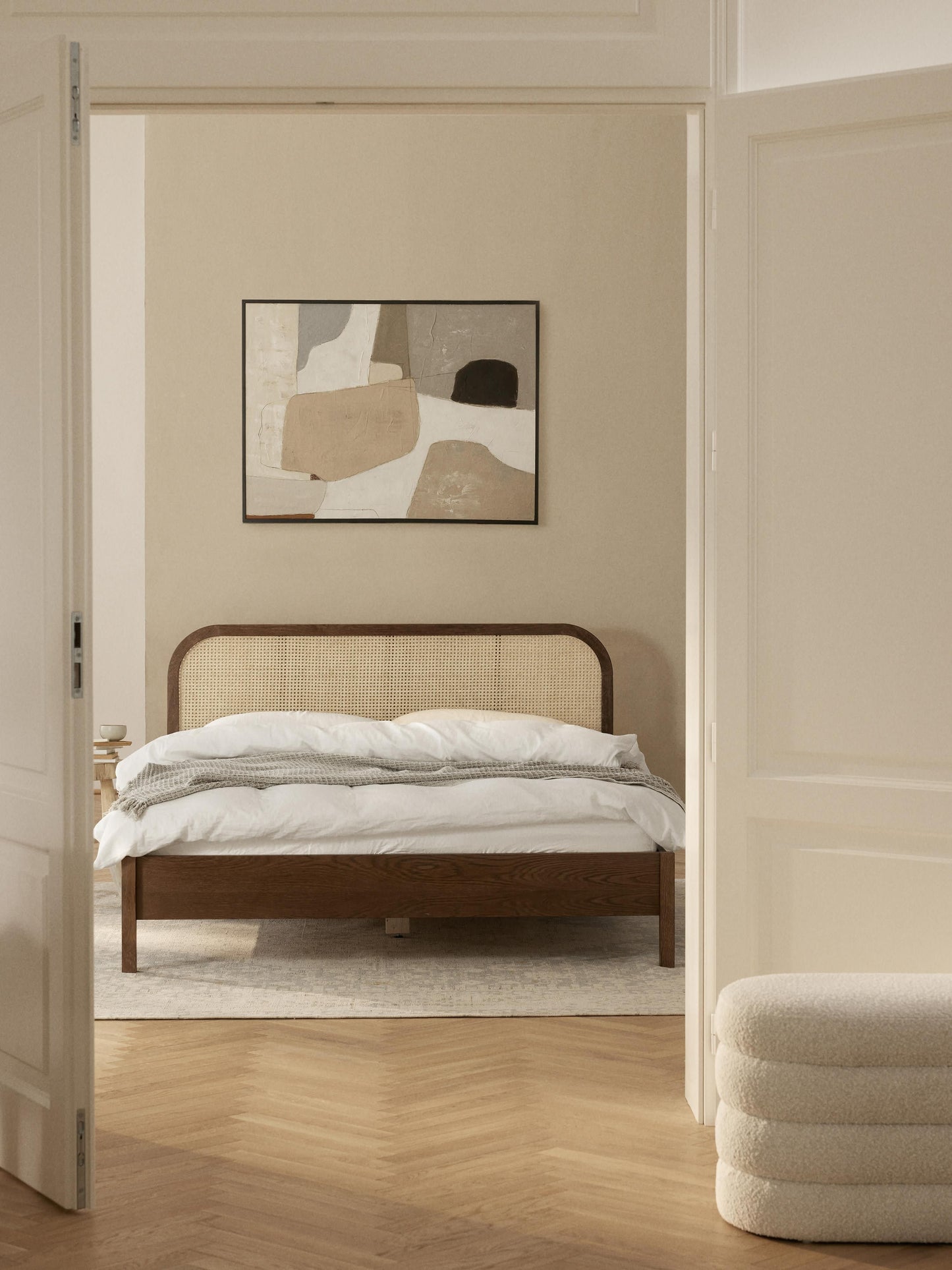 Jonnick Wooden Bed with Vienna Cane Headboard