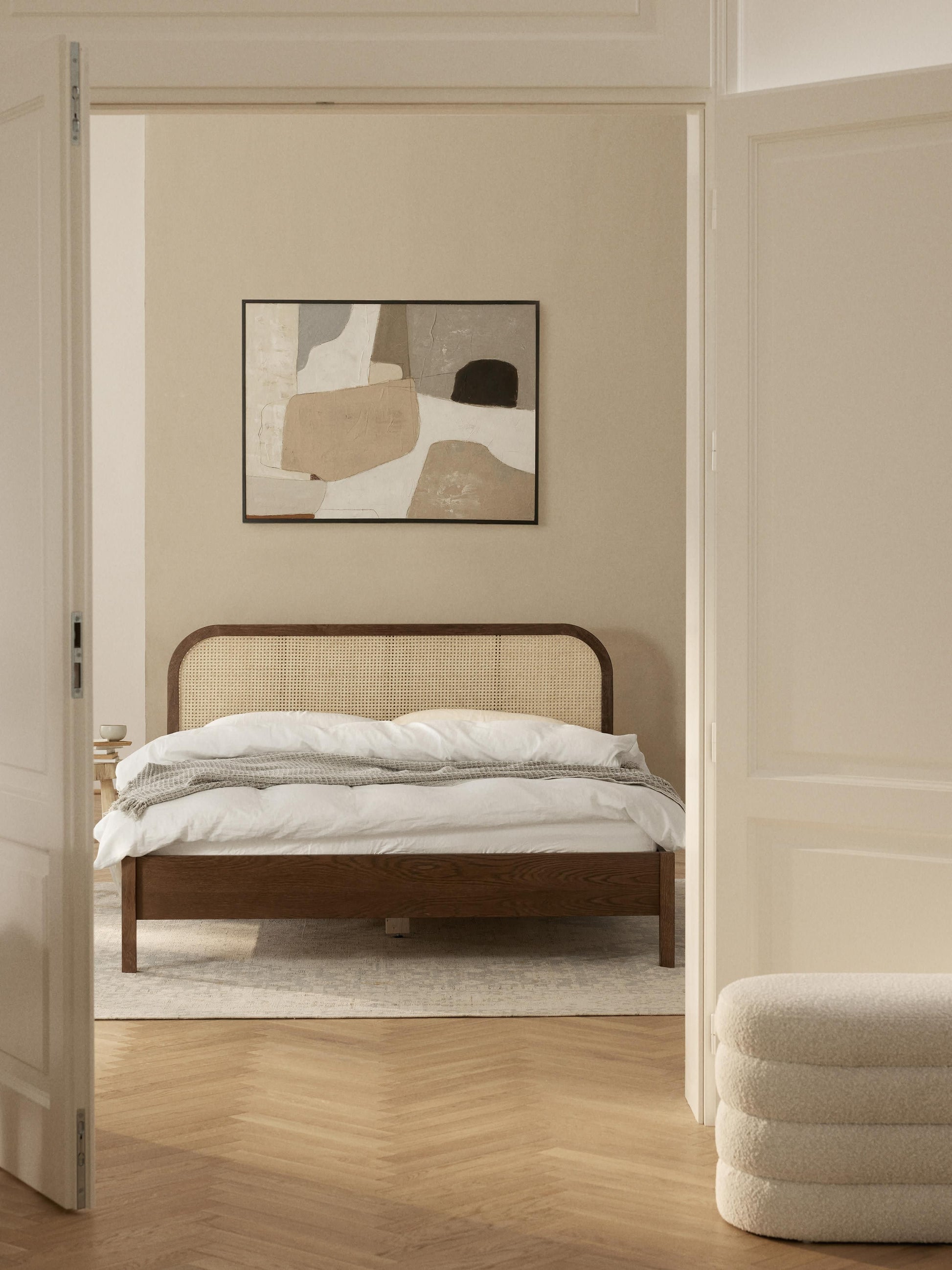 Jonnick Wooden Bed with Vienna Cane Headboard