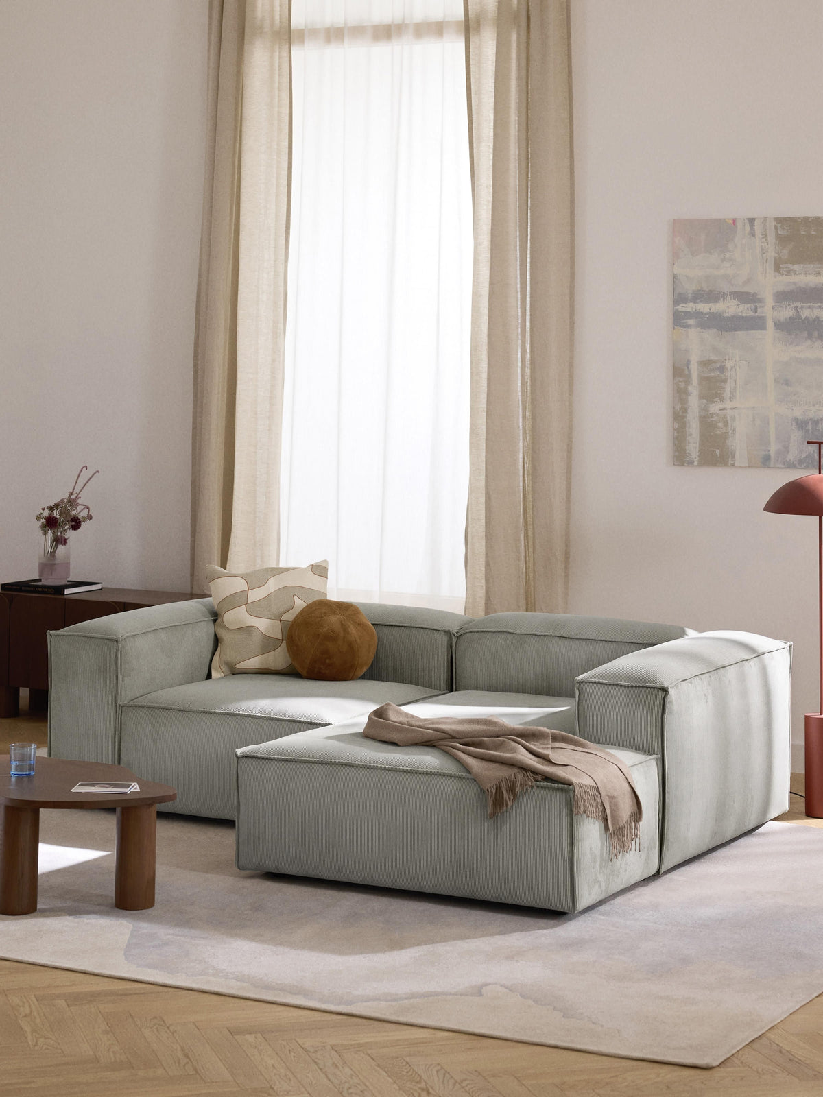Lennick Corduroy Modular Corner Sofa, 2-Seater