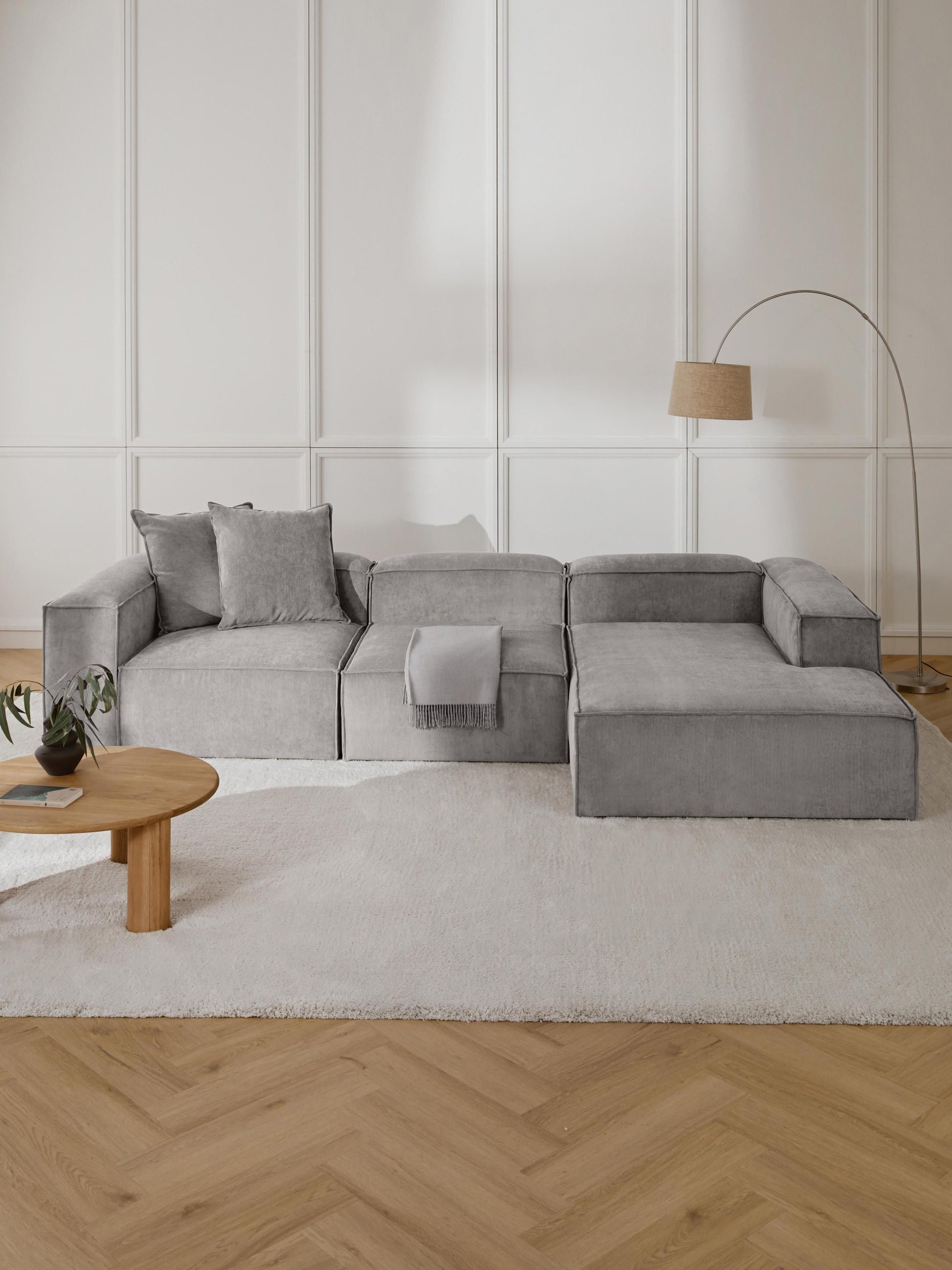 Lennick Modular Corduroy Corner Sofa (4-Seater)