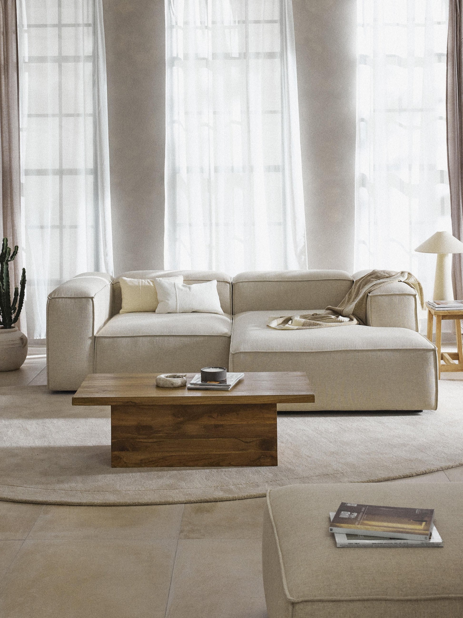 Lennick Modular Corner Sofa (2-Seater) in Linen Blend